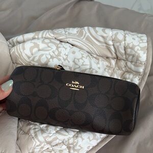 Coach Dark Brown Signature Cosmetic Case